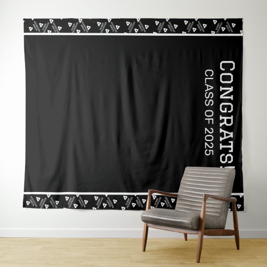 Hintergrund der schwarzen und weißen Absolventen Wandteppich (Beispiel (Horizontal))