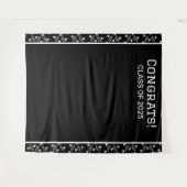 Hintergrund der schwarzen und weißen Absolventen Wandteppich (Vorderseite (Horizontal))