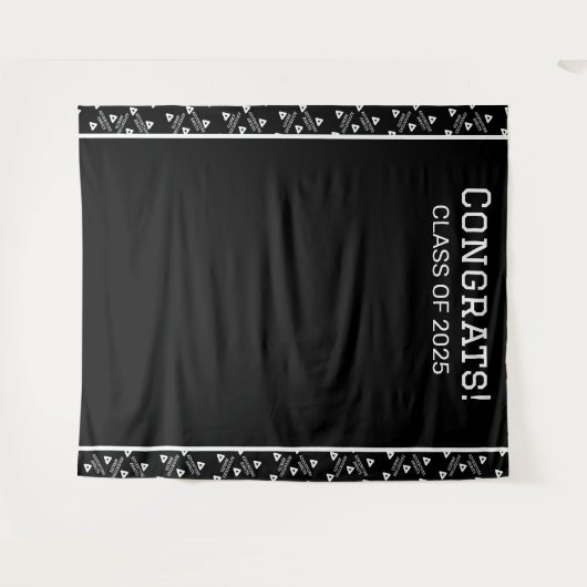 Hintergrund der schwarzen und weißen Absolventen Wandteppich (Vorderseite (Horizontal))