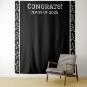 Hintergrund der schwarzen und weißen Absolventen Wandteppich (Beispiel)