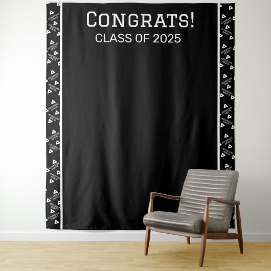 Hintergrund der schwarzen und weißen Absolventen Wandteppich (Beispiel)