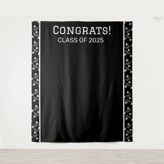 Hintergrund der schwarzen und weißen Absolventen Wandteppich (Vorderseite)