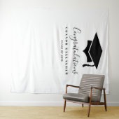 Hintergrund der schwarzen und weißen Absolventen Wandteppich (Beispiel (Horizontal))