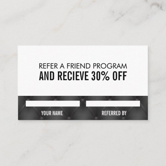 Hintergrund der Schwarzen Upholsterie Empfehlungskarte (Rückseite)