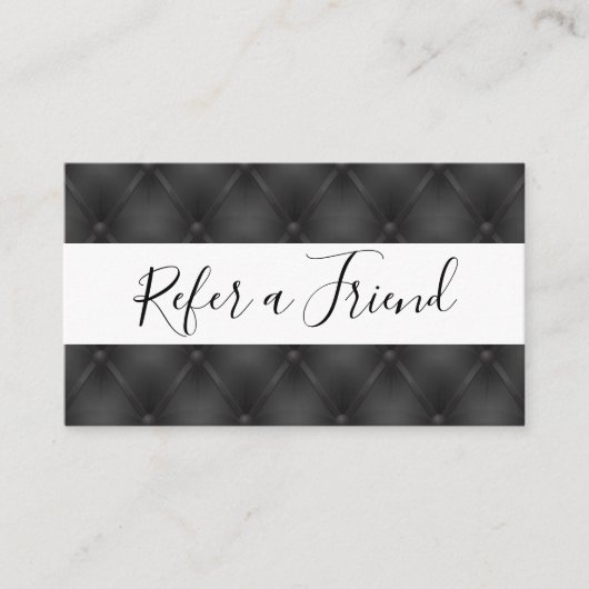 Hintergrund der Schwarzen Upholsterie Empfehlungskarte (Vorderseite)