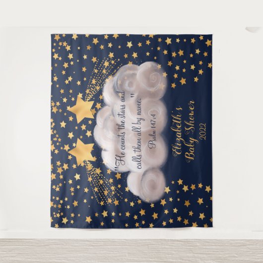 Hintergrund der Shooting Star Twin Baby Dusche Wandteppich (Vorderseite)