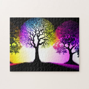 Hintergrund der Silhouetten und Fun Pastel Puzzle