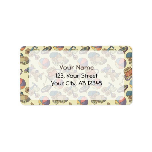 Hintergrund der Spielzeugsymbole Adressaufkleber (Vorne)