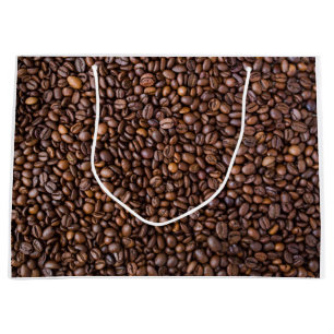 Hintergrund der Struktur der gerösteten Kaffeeboh Große Geschenktüte