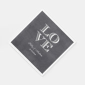 Hintergrund der Tafel, die weiße LIEBE Napkins Serviette (Ecke)