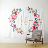 Hintergrund der Taufe für Mädchen - Rote Rosen Wandteppich (Beispiel (Horizontal))