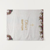 Hintergrund der Taufe Gold Cross Burgundy Peony Ma Wandteppich (Vorderseite (Horizontal))