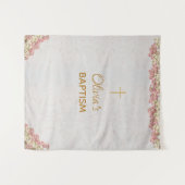 Hintergrund der Taufe Gold Cross Rosa Orchideen Ma Wandteppich (Vorderseite (Horizontal))