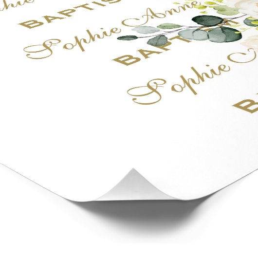 Hintergrund der Taufe mit weißer Blüte Poster (Ecke)