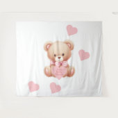Hintergrund der Teddy Bear Pink Hearts Tapestation Wandteppich (Vorderseite (Horizontal))