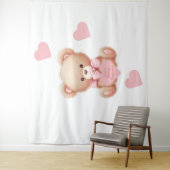 Hintergrund der Teddy Bear Pink Hearts Tapestation Wandteppich (Beispiel)