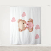 Hintergrund der Teddy Bear Pink Hearts Tapestation Wandteppich (Vorderseite)