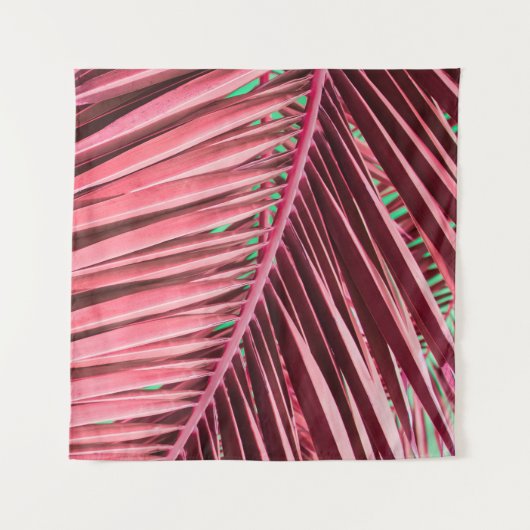 Hintergrund der tropisch-rosa Palm-Blätter Wandteppich (Vorderseite (Horizontal))