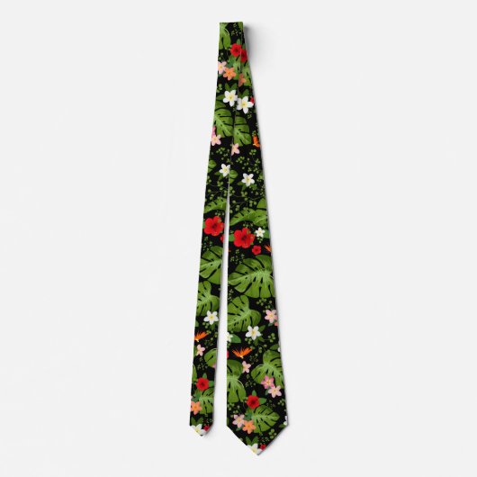 Hintergrund der tropischen Blume 3 Krawatte (Rückseite)