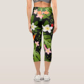 Hintergrund der tropischen Blume 4 Capri Leggings (Rückseite)