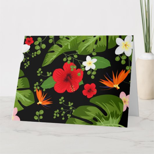 Hintergrund der tropischen Blume 4 Dankeskarte (Vorderseite)