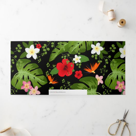 Hintergrund der tropischen Blume 4 Dreifach Gefaltete Urlaubskarte (Außenbereich)