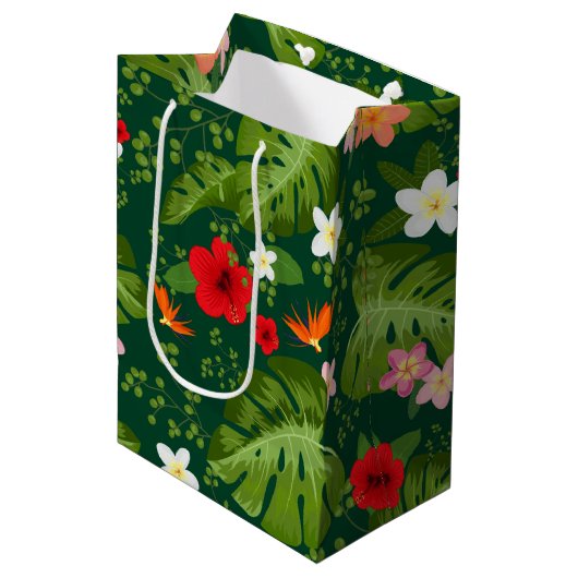 Hintergrund der tropischen Blume 8 Mittlere Geschenktüte (Vorderseite Schrägansicht)