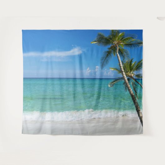 Hintergrund der tropischen Palmen am Strand Wandteppich (Vorderseite (Horizontal))