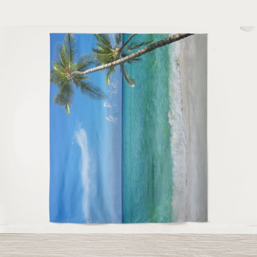 Hintergrund der tropischen Palmen am Strand Wandteppich (Vorderseite)