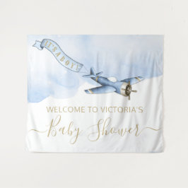 Hintergrund der Vintagen Airplane-Baby-Dusche Wandteppich