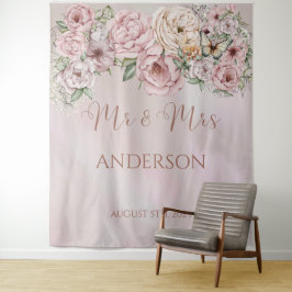 Hintergrund der Vintagen Blush Peony Wedding Wandteppich