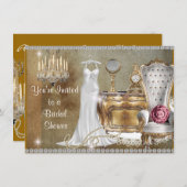 Hintergrund der VINTAGEN BRIDAL SHOWINVITATION-IMI Einladung (Vorne/Hinten)