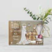 Hintergrund der VINTAGEN BRIDAL SHOWINVITATION-IMI Einladung (Stehend Vorderseite)