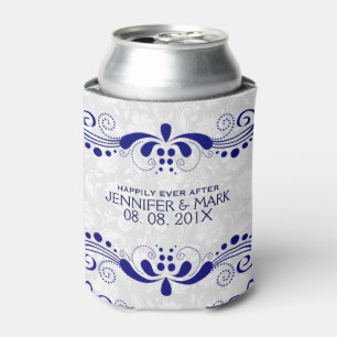 Hintergrund der weißen Damasken mit blauem Flor Dosenkühler