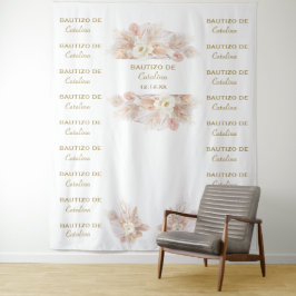 Hintergrund der weißen floralen Pampas Schritt & W Wandteppich