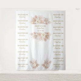 Hintergrund der weißen floralen Pampas Schritt & W Wandteppich