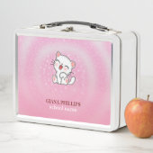 Hintergrund der weißen Katze Rosa Metall Brotdose (Beispiel)