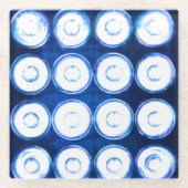 Hintergrund der weißen LED-Leuchten. Glasuntersetzer (Vorderseite)