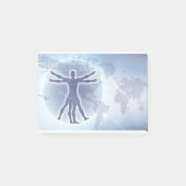 Hintergrund der Weltkarte von Vitruvian Man Post-it Klebezettel (Vorderseite)
