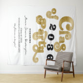 Hintergrund der White Gold Retro Graduation Party Wandteppich (Beispiel (Horizontal))