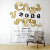 Hintergrund der White Gold Retro Graduation Party Wandteppich (Beispiel)