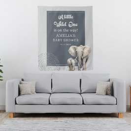 Hintergrund der "Wild One Safari Elephant Baby Sho Wandteppich