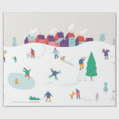 Hintergrund der Wintersaison Menschen Charaktere. Geschenkpapier (Flach)