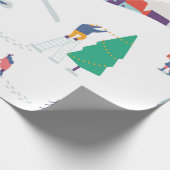 Hintergrund der Wintersaison Menschen Charaktere. Geschenkpapier (Ecke)