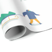 Hintergrund der Wintersaison Menschen Charaktere. Geschenkpapier (Rolleneckpunkt)