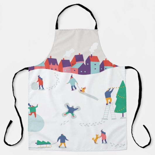 Hintergrund der Wintersaison Menschen Charaktere.  Schürze (Vorderseite)