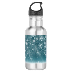 Hintergrund der Winterschneeflocke Edelstahlflasche