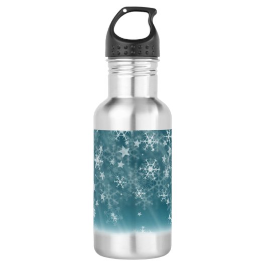 Hintergrund der Winterschneeflocke Edelstahlflasche (Vorderseite)