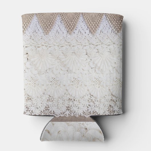 Hintergrund der zarten Spitzen-Textur Dosenkühler (Rückseite)