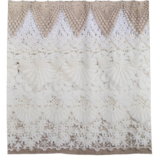 Hintergrund der zarten Spitzen-Textur Duschvorhang (Vorderseite)